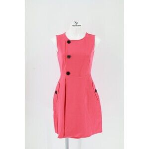 Julio Women Size 4 Pink Sleeveless Button Front Sheath Dress Party Career